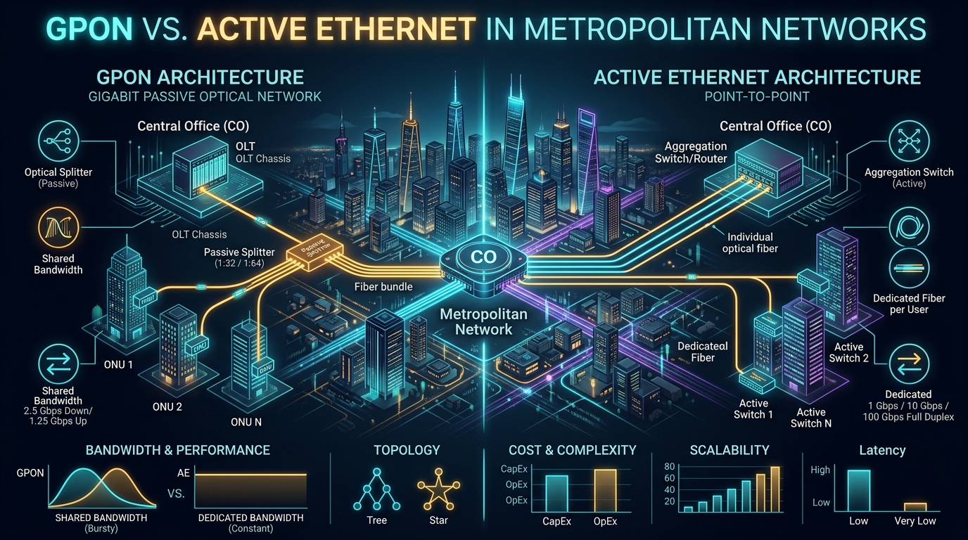 GPON vs Active Ethernet Metropolitan Architecture